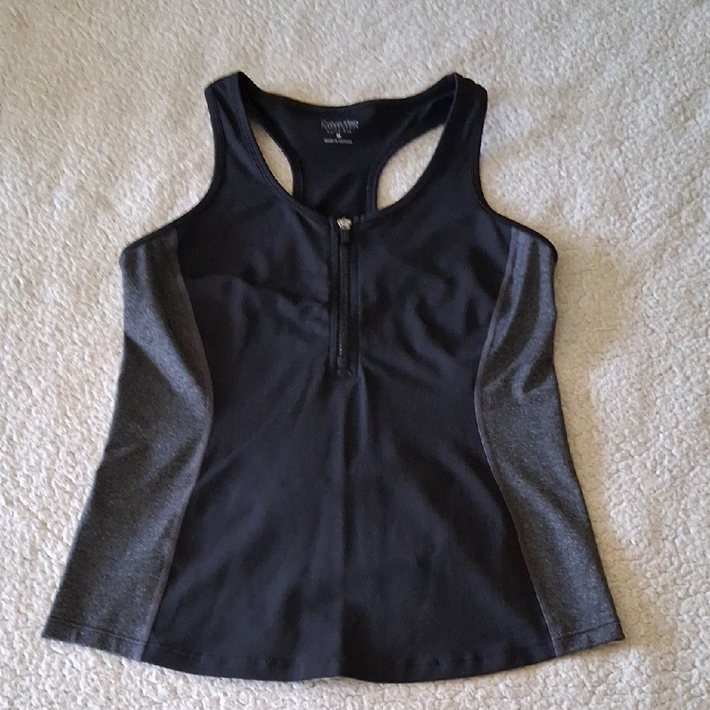 Calvin Klein Black and Gray Racerback Tank Top
